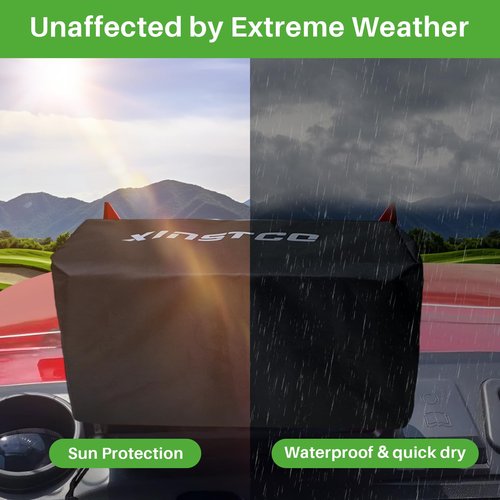 XINSTCO Golf Cart Waterproof Touchscreen Cover with Drawstring, Oxford Fabric 9" Screen Cover Fits for Evolution & Denago Golf Cart, Ev Golf Cart Accessories, Dustproof, Sun Protect, Black