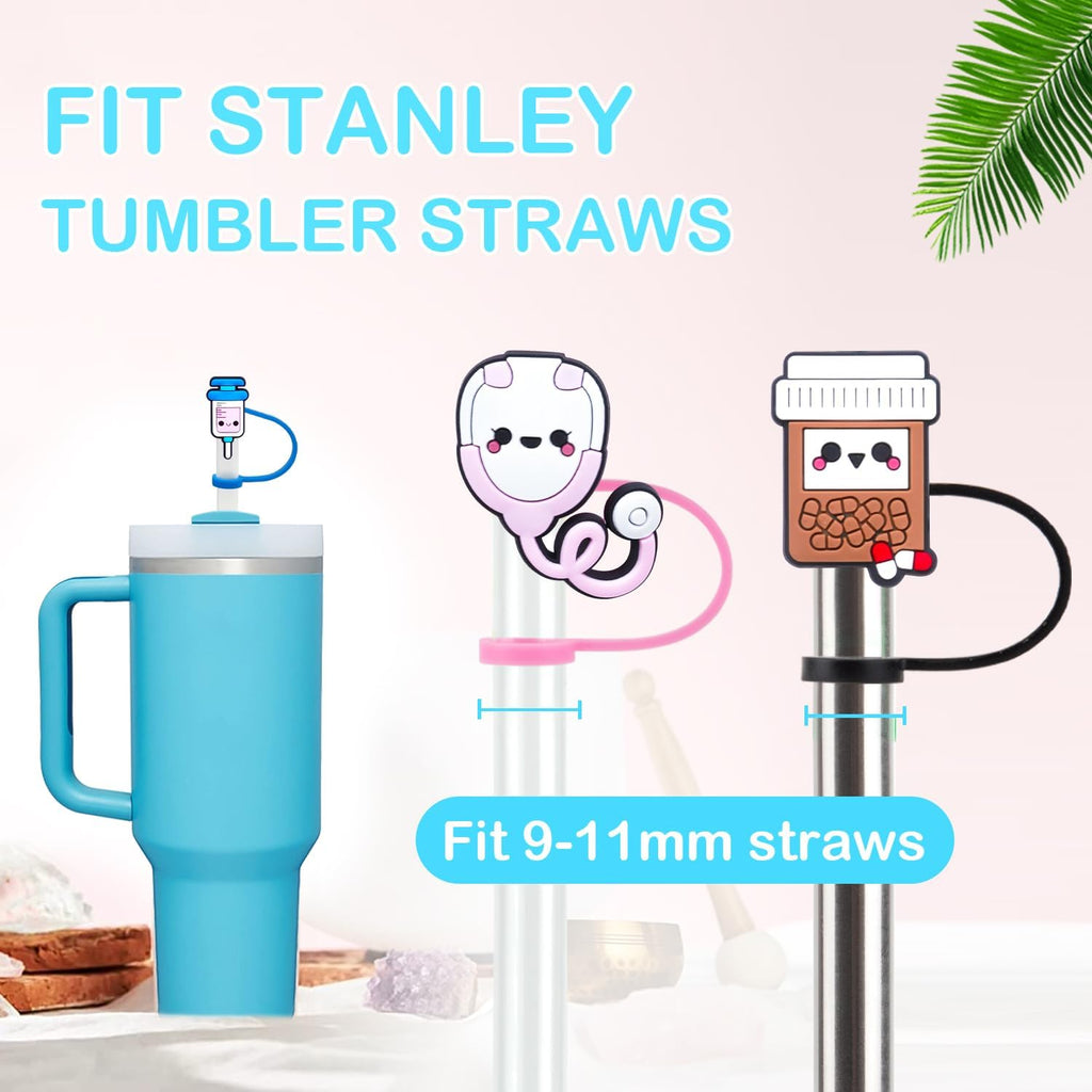 Skiennix Nurse Straw Toppers - Reusable Silicone Covers for 30 & 40 Oz Stanley Cups | Cute Gifts