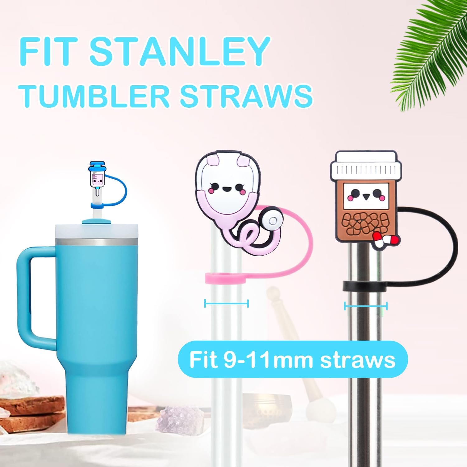Skiennix Nurse Straw Toppers - Reusable Silicone Covers for 30 & 40 Oz Stanley Cups | Cute Gifts