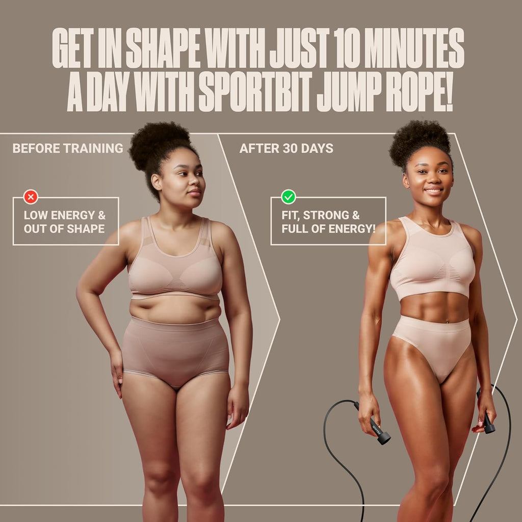 SPORTBIT Adjustable Jump Rope - Perfect for Fitness, Cardio, Boxing & Weight Loss | Ideal for Men & Women