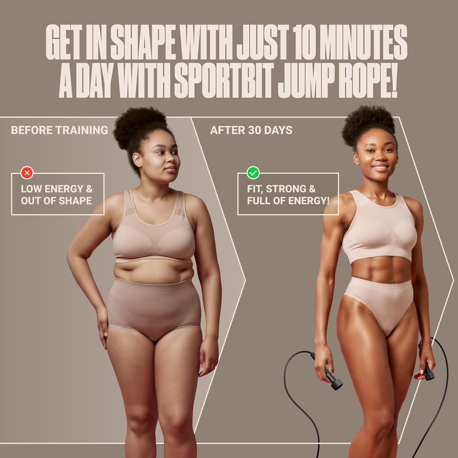 SPORTBIT Adjustable Jump Rope - Perfect for Fitness, Cardio, Boxing & Weight Loss | Ideal for Men & Women