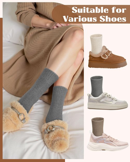 YSense Wool Socks for Women, Winter Boot Socks Stocking Stuffers Gifts for Women Warm Crew Hiking
