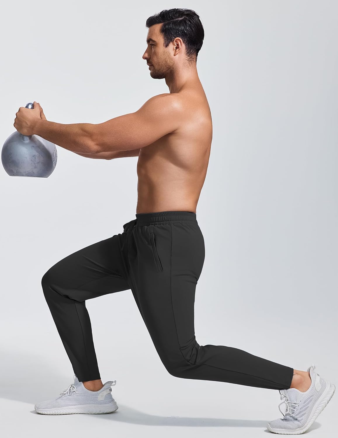 PINSPARK Men's Joggers - Lightweight Athletic Track Pants with Zipper Pockets | Quick-Dry Gym Sweatpants