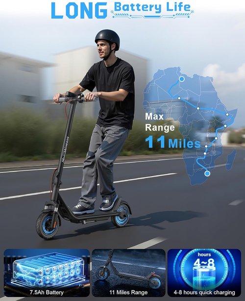 MEGAWHEELS Electric Scooter - Foldable Design with Suspension, 15MPH Max Speed, 8.5/10in Tires | Up to 31 Miles Range
