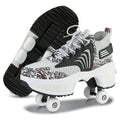 Roller Skate Shoes for Women Kids Roller Shoes Boy Girl Sneakers with Retractable Wheels Breathable Roller Skates Shoes for Christmas Birthday Children Show Gift (Black, 7.5)