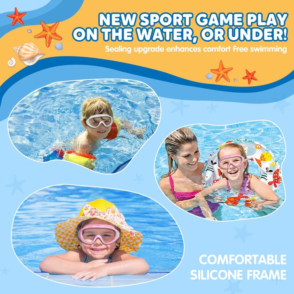 Skiennix Kids Swim Goggles - Wide View Anti-Fog & Leakproof Design | Adjustable Strap & Nose Cover