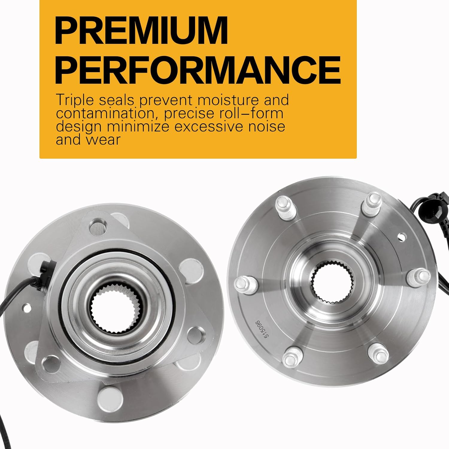 WEIZE 4WD Front Wheel Bearing & Hub Assembly - Fits Chevy GMC Silverado, Tahoe, Cadillac Escalade | 2-Pack