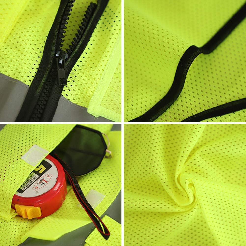 XIAKE High Visibility Reflective Safety Vest - Class 2 ANSI Compliant with Pockets for Men & Women