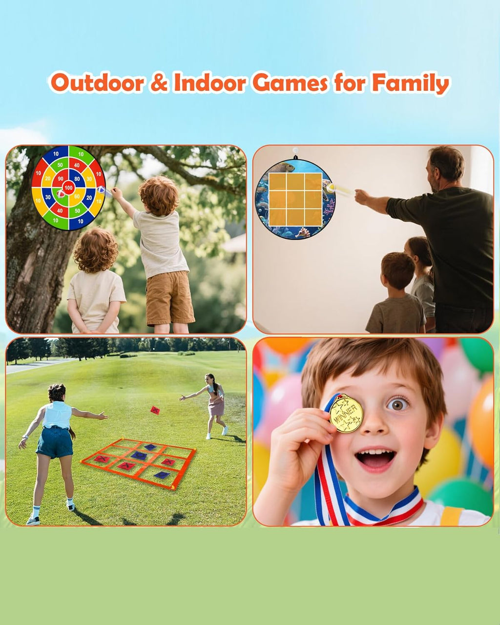 Skiennix 2-in-1 Outdoor Giant Tic Tac Toe & Bean Bag Toss Game - Fun for Kids & Adults | Perfect for Yard Parties