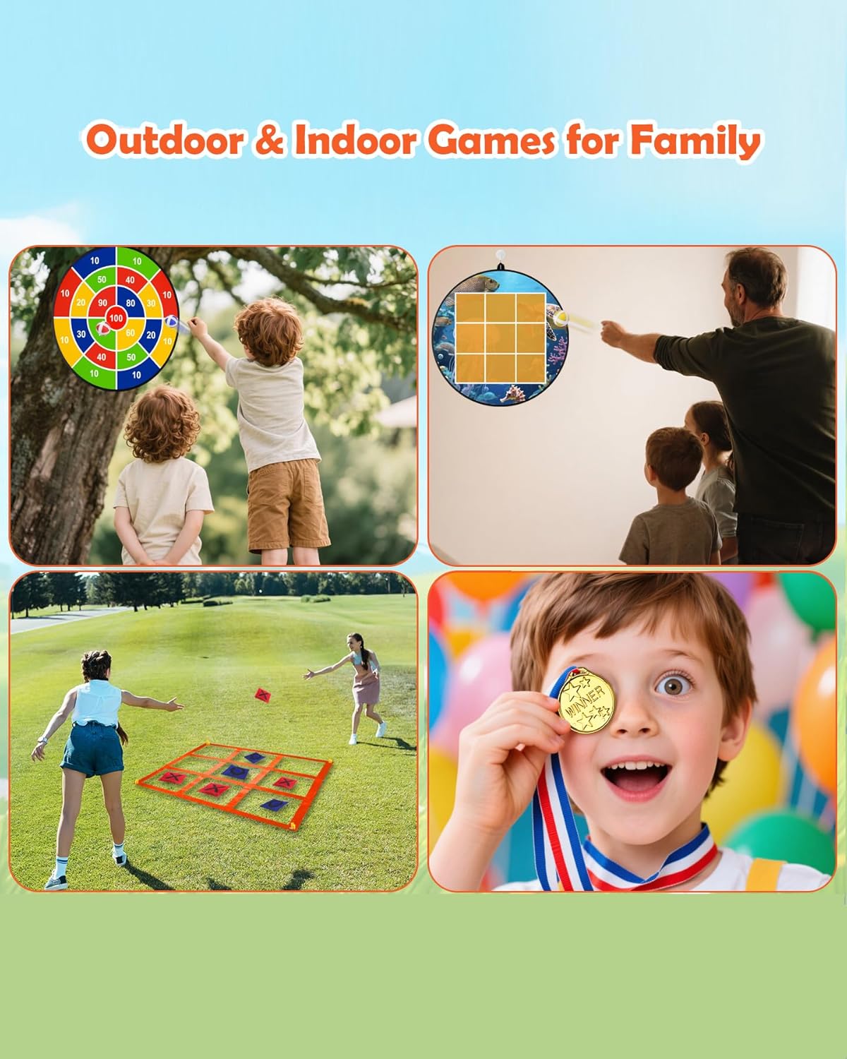 Skiennix 2-in-1 Outdoor Giant Tic Tac Toe & Bean Bag Toss Game - Fun for Kids & Adults | Perfect for Yard Parties