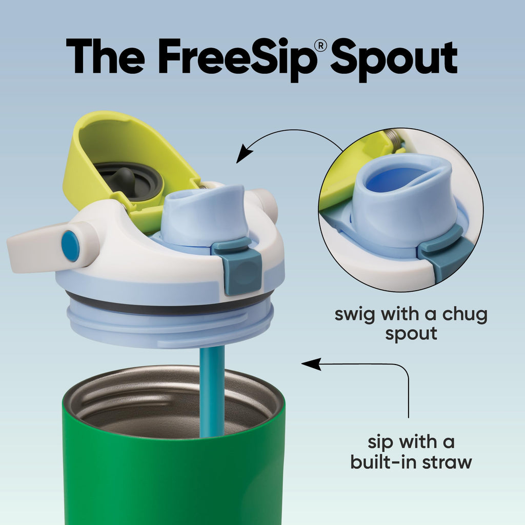 Owala FreeSip Sway Insulated Stainless Steel Water Bottle with Two-Way Spout, Built-In Straw and Bucket Handle, Made for Travel, School, and Sports, BPA Free, Leak Proof, 40 oz, Putting Green