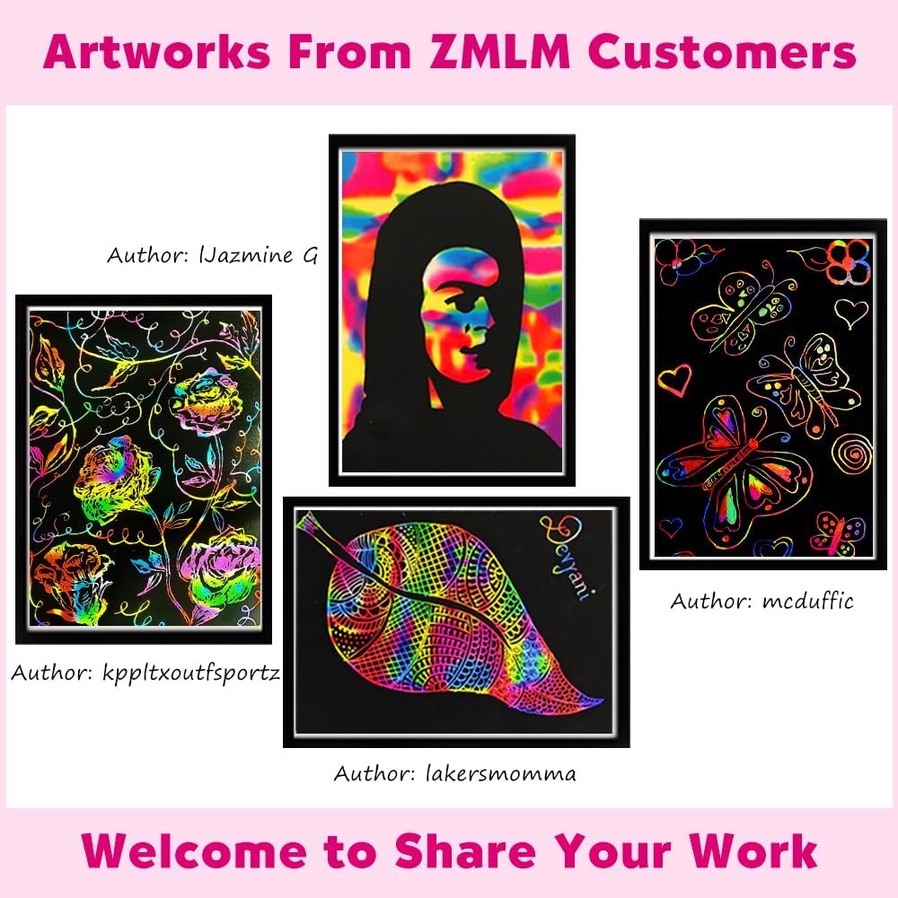 ZMLM Scratch Paper Art Kits - 2 Pack Rainbow Notebooks for Kids | Perfect Easter Basket Stuffers