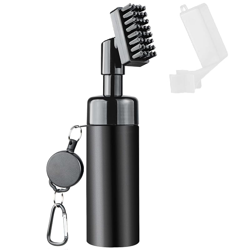 Golf Water Brush with Spray Bottle - 5 oz, Retractable Clip & Cover, Essential Golf Accessory (Variation: Golf Club Brush)