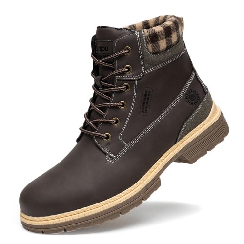 ANJOUFEMME Winter Hiking Boots Men Waterproof, Warm Work Trekking Boots for Men FNM19-G-BROWN-10.5