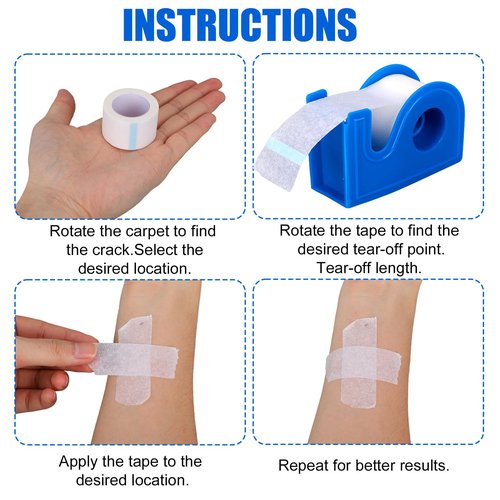 4pcs Paper First Aid Tape with Dispenser, 1inx10 Yards Microporous Tape Hypoallergenic for Sensitive Skin Breathable Micropore Medical Wound Bandage