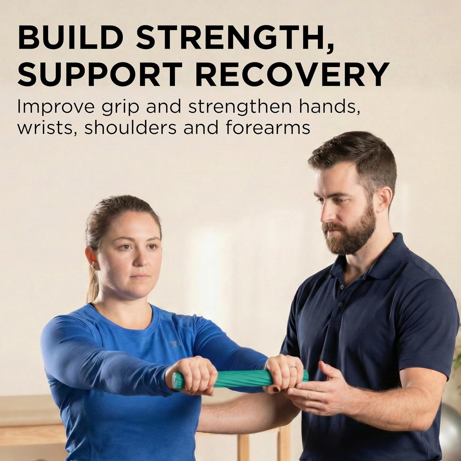 TheraBand FlexBar Resistance Bar - Medium Green Therapy Bar for Wrist & Forearm Exercises