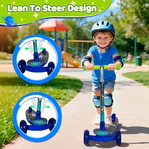 Nattork 3-Wheel Toddler Kick Scooter - Adjustable Height, Light-Up Wheels, Anti-Slip Deck | Ages 2-8