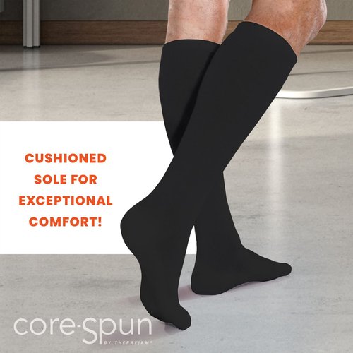 Core-Spun Cushioned 15-20mmHg Mild Graduated Compression Support Knee High Socks (White, Large)