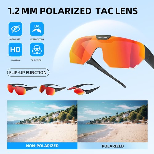 VOZAPOW Polarized Sunglasses over Prescription Glasses Flip up Sports Sunglasses for Men Women Oversized UV Protection Shades