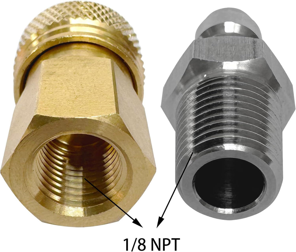 Skiennix Quick-Disconnect Set | 1/8 NPT Female Connector & 8mm Male Plug - Durable Copper & Stainless Steel