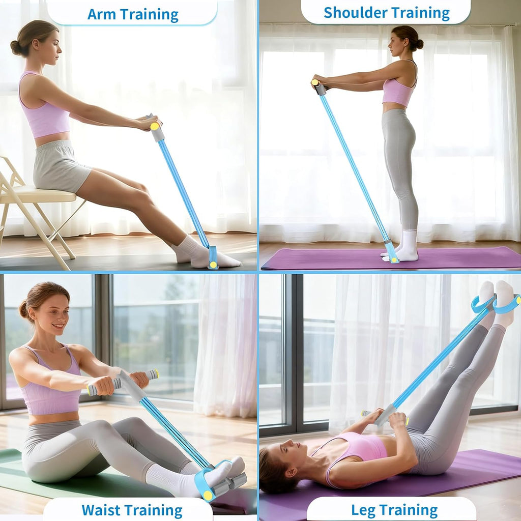 Pedal Resistance Bands - Durable 6-Tube Fitness Bands with Handles for Abdomen, Arms, Legs