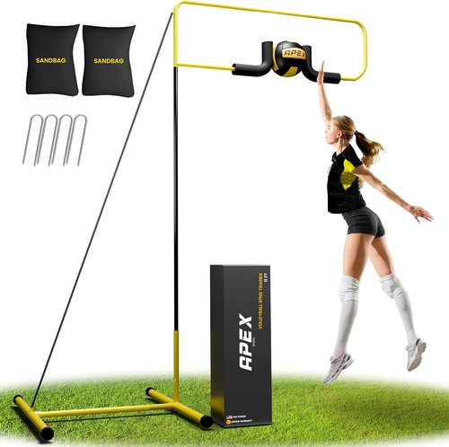 Apex Sports Volleyball Spike Trainer - Adjustable Solo Practice Station for Hitting & Spiking - Durable 25lb Base, Indoor/Outdoor Use