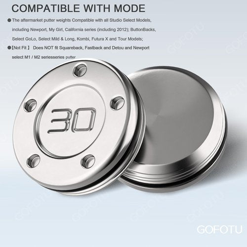 Gofotu 2pcs 30g Golf Custom Weights Compatible with Titleist Scotty Cameron Golf Club Putters Newport No Painting (2pcs 30g)