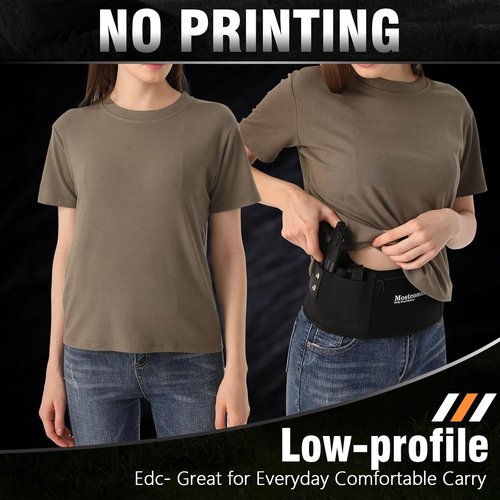 Gun Holster by Belly Band - Breathable Neoprene Tactical Belt with Zip Pocket for Phones | Fits Glock 17-43X, Taurus G3C, G2C & Most 9mm/380 Handguns