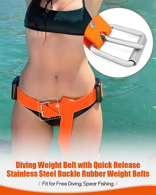 Diving Weight Belt Rubber Weight Belt Fit for Free Diving Spear Fishing Diving Belt 53 Inch, with Quick Release Stainless Steel Buckle