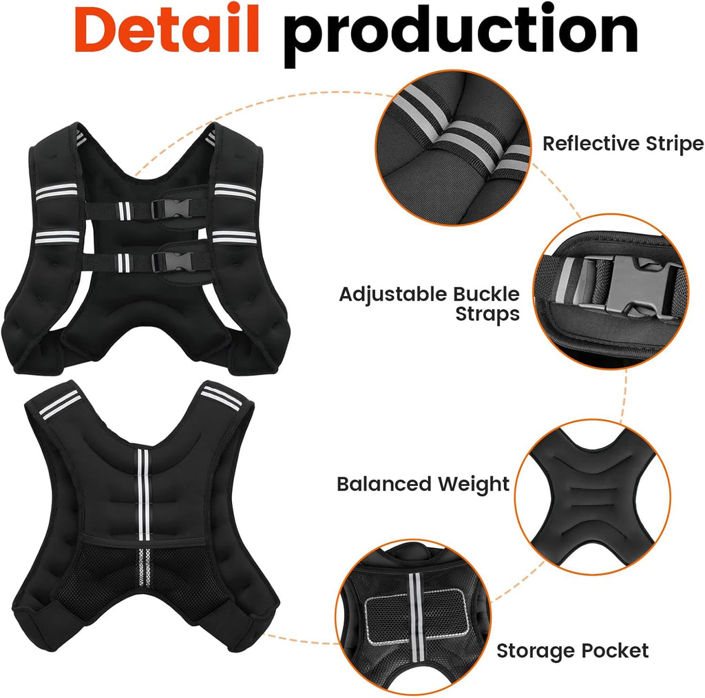 Poudee Weighted Vest - Adjustable Weight Vest for Men & Women | 6lb to 30lb Options for Strength Training & Running