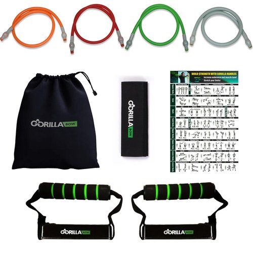 Gorilla Bow Resistance Bands with Handles Quick-Lock Multi-Layer Exercise Bands for Work Out, Non Slip Grip for Full-Body Strength Training, Heavy Resistance Training, Yoga, Home Workout Set (150LBS)