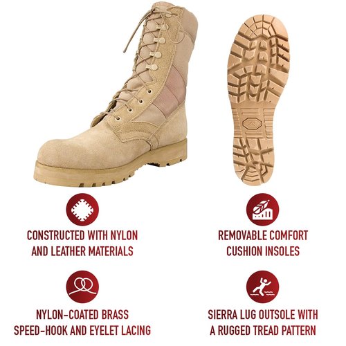 Rothco Sierra Sole Tactical Boots – 8 Inch – Sturdy and Reliable Footwear for Any Adventure – Desert Tan – Regular – 10
