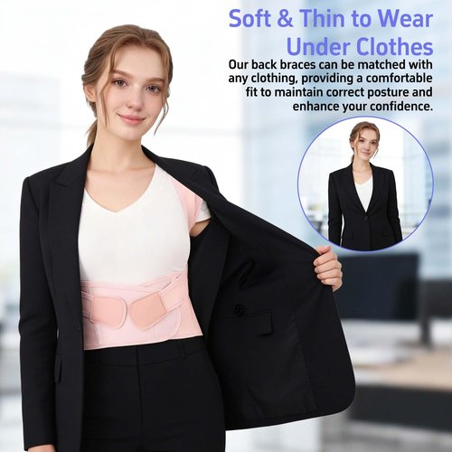 Ycctvar Back Brace Posture Corrector for Women And Men Support Straightener Scoliosis Upper Highest Rated Hunchback Thoracic Device Straps Upright Full Shoulder Fixer Body Poster Trainer Pink X-Large