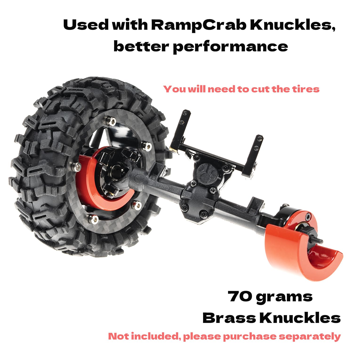 RampCrab 1.8" (46mm) Super Wheels, Carbon fibre Beadlock Wheels, fit for SCX24, TRX4M, FCX24, CR18P, Style E
