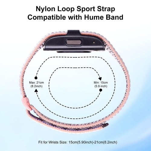 Vigamen Nylon Loop Sport Replacement Strap Compatible with Hume Band,Adjustable Soft Bands for Women Men,Breathable Wristband for Fitness Tracker,Pink Sand