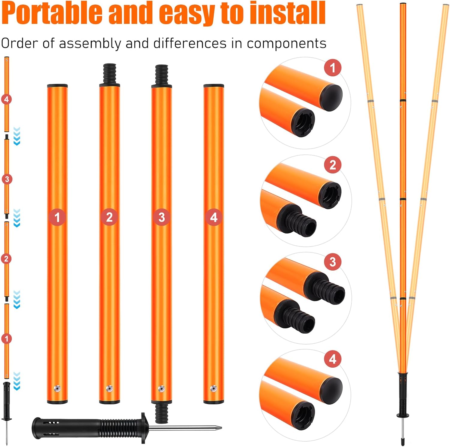 Skiennix Soccer Agility Training Equipment - 6 Agility Poles, 20ft Ladder, 10 Cones & Jump Rope