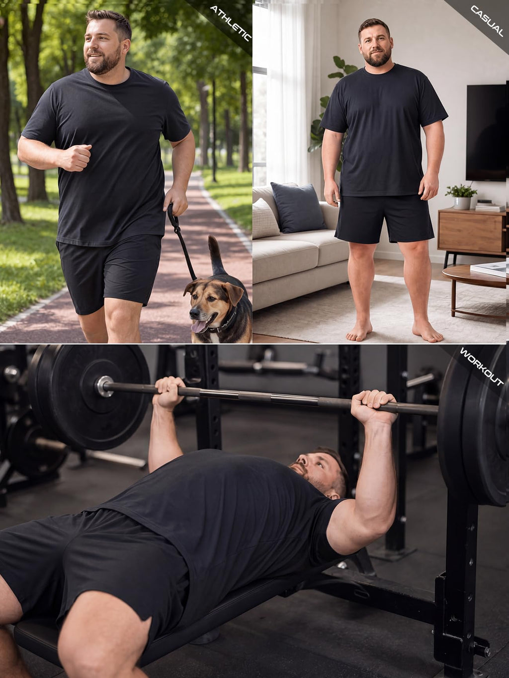 Cadtuos Men’s Big and Tall Shirts Cooling Quick Dry Wicking Workout Athletic Lightweight Short Sleeve Loose Fit T-Shirt Black