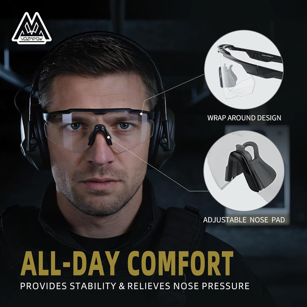 Skiennix Shooting Glasses - Anti-Fog High Definition Lenses | ANSI Z87+ Certified Tactical Safety Glasses for Men & Women