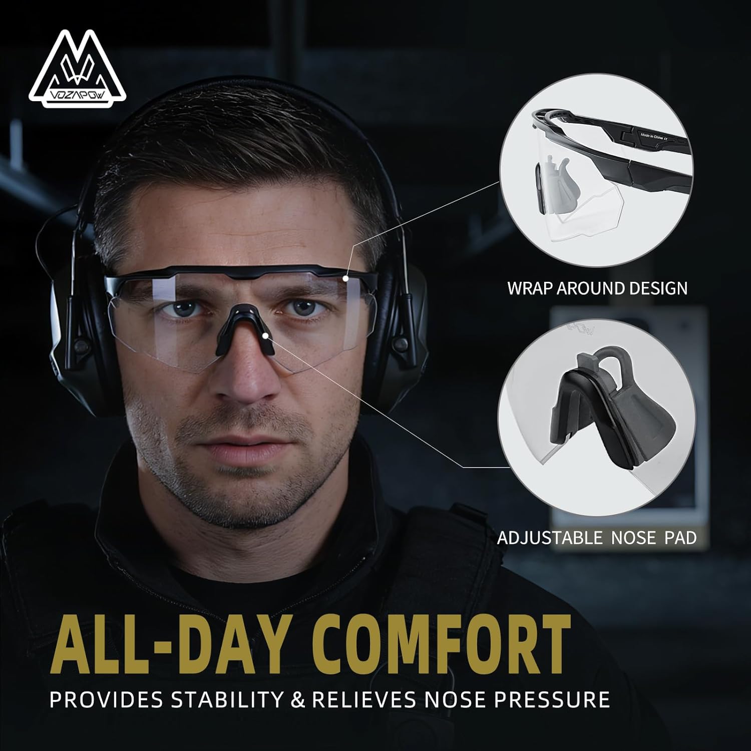 Skiennix Shooting Glasses - Anti-Fog High Definition Lenses | ANSI Z87+ Certified Tactical Safety Glasses for Men & Women