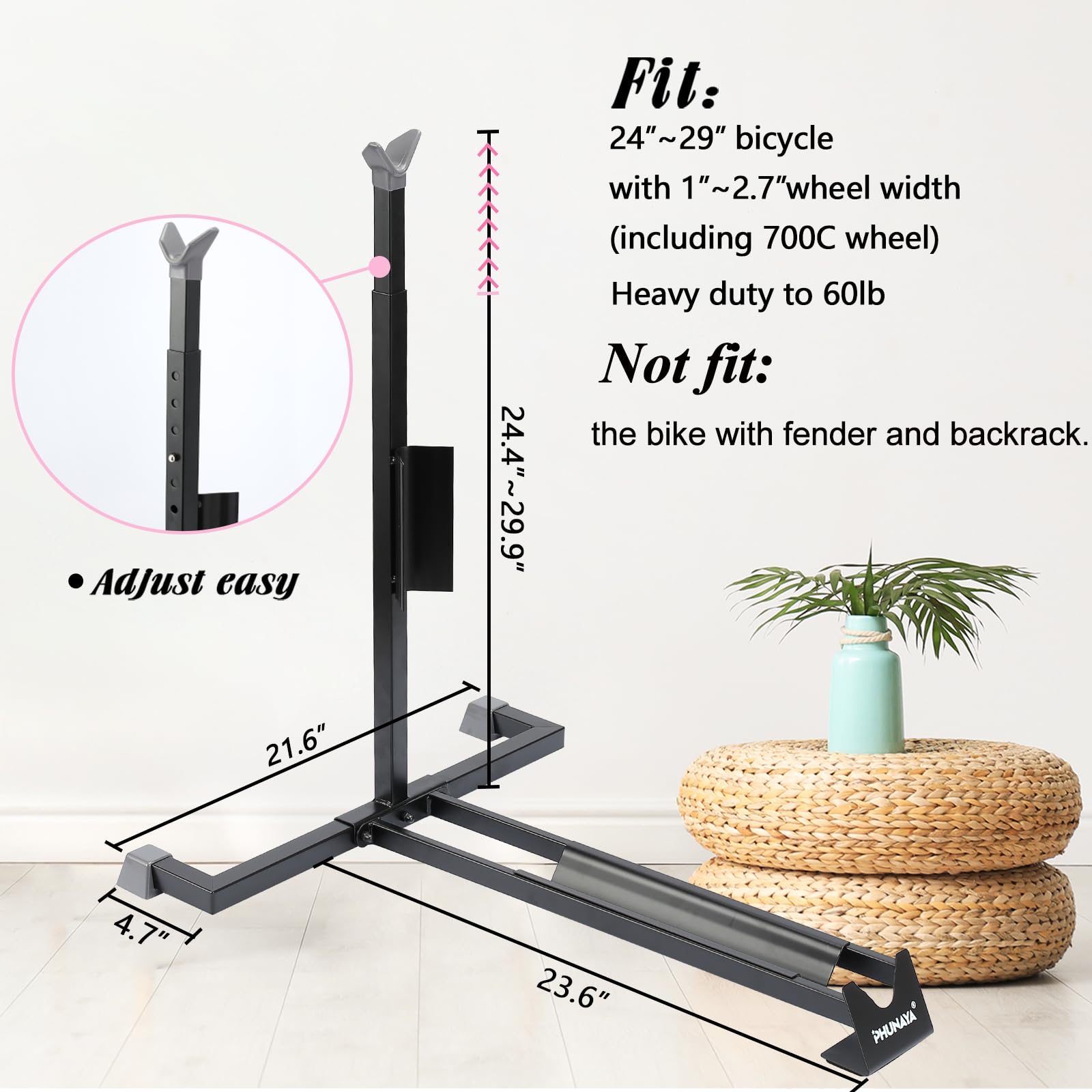 PHUNAYA Bike Stand,Vertical Bike Rack For Indoor Bike Storage,Upright Bicycle Stand Floor.