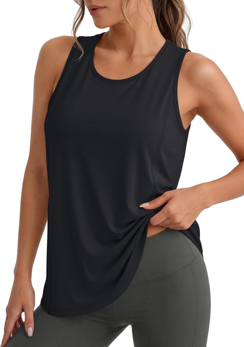 MAGCOMSEN Women's Sleeveless Workout Tank Tops - UPF 80+ Dry Fit Athletic Gym Shirt for Summer