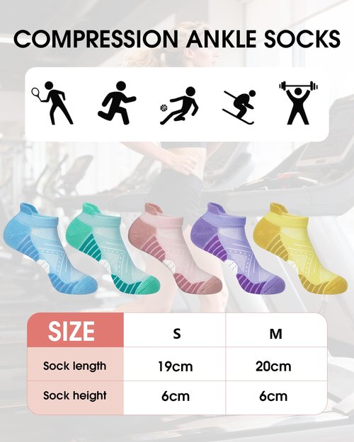 Ludaro 5 Pairs Womens Ankle Running Socks, Athletic Cushioned Low Cut Tab Cotton Casual Arch Support Crew Breathable Moisture Wicking Socks for Sport Workout