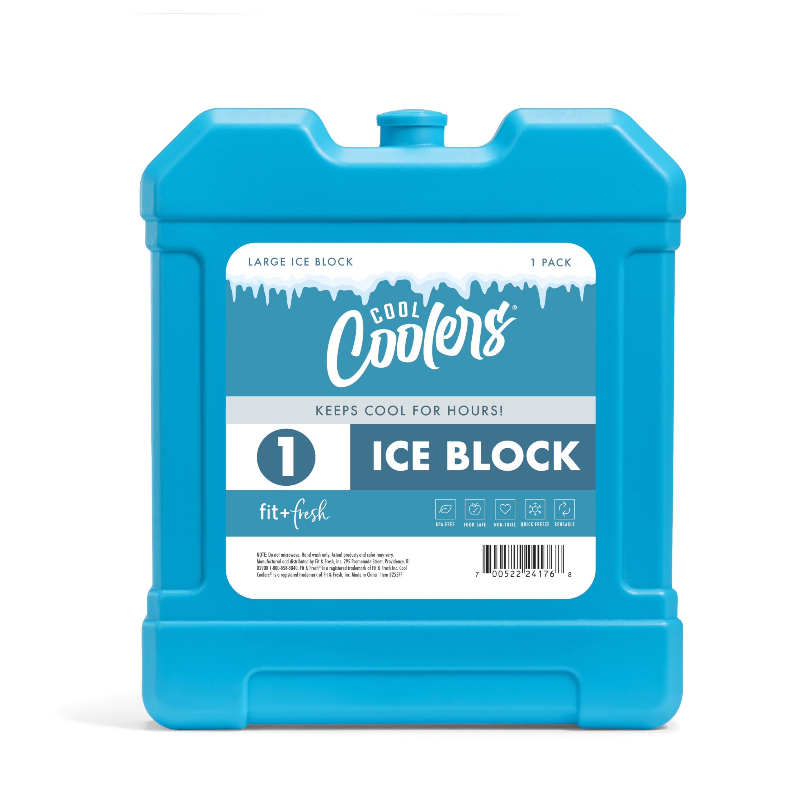 Cool Coolers by Fit + Fresh, XL Cooler Ice Block, Large and Powerful Ice Pack, Perfect for Insulated Cooler, Beach Bag, Backpack Cooler & Travel, 1PK, Blue
