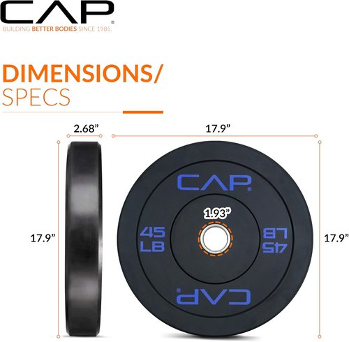 CAP Barbell Rubber Olympic Bumper Plate - Durable Weightlifting Plates | Multiple Colors Available