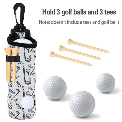 Golf Ball Holder Golf Tee Holder Golf Ball Carry Bag Pouch with Light Weight Hook Keychain Belt Clip Portable Golf Accessories for Ladies Girls 2 Pack