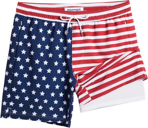 Maamgic 2-in-1 Men's Swim Trunks - 7-Inch Swim Shorts with Quick-Dry Fabric | Stylish Board Shorts