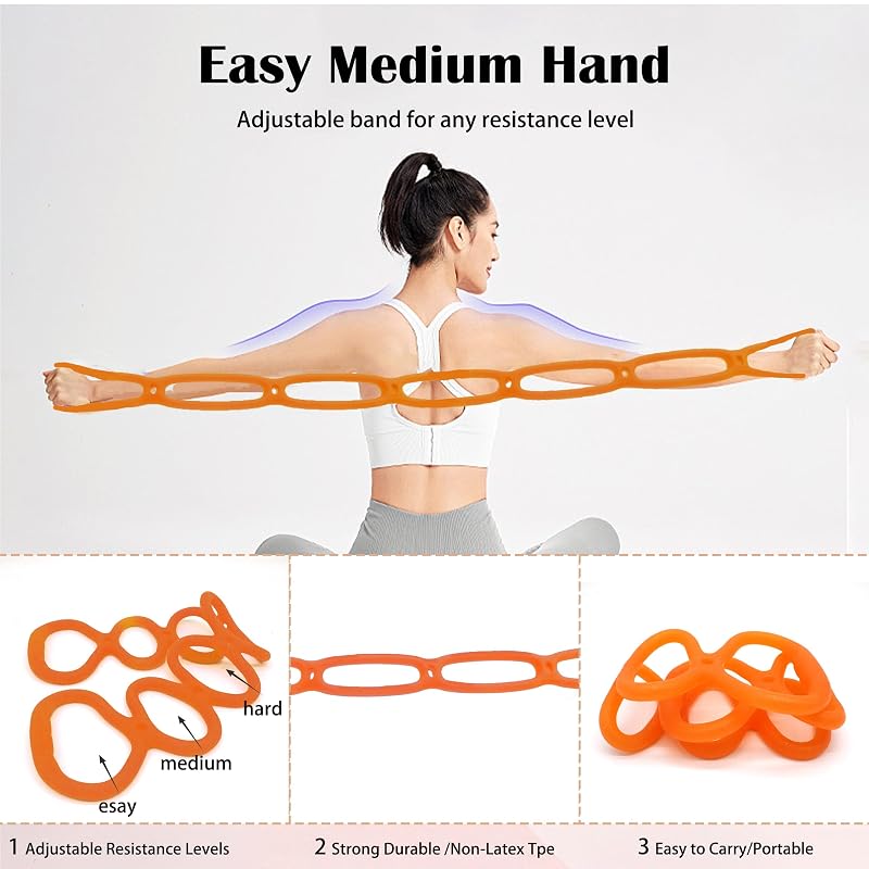Orange 7-Loop Adjustable Resistance Band Set for Home Workouts – Non-Slip Rubber, Full-Body Fitness
