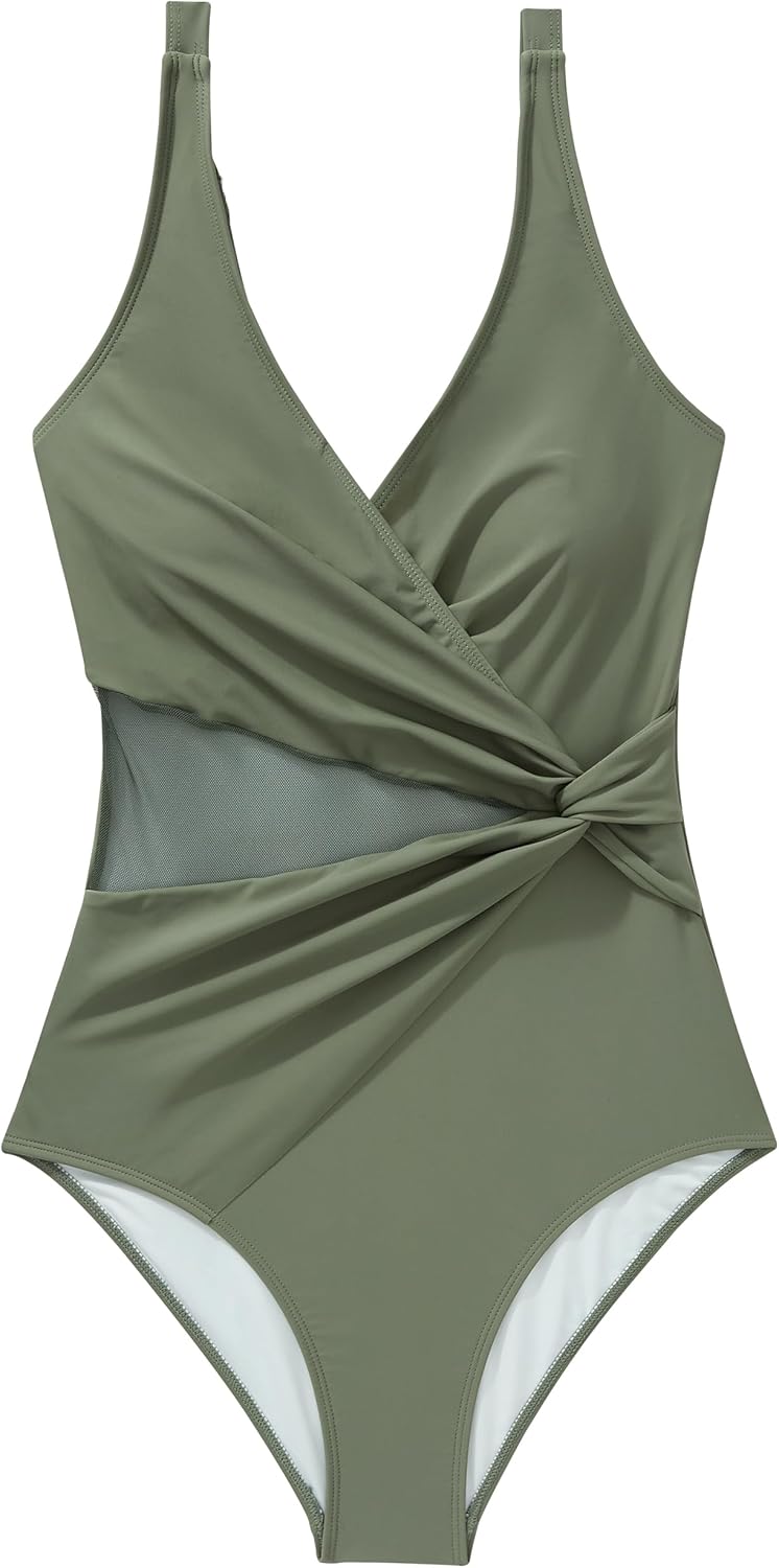 SUUKSESS Sexy Mesh One-Piece Swimsuit - Tummy Control & Push-Up Design for Flattering Fit