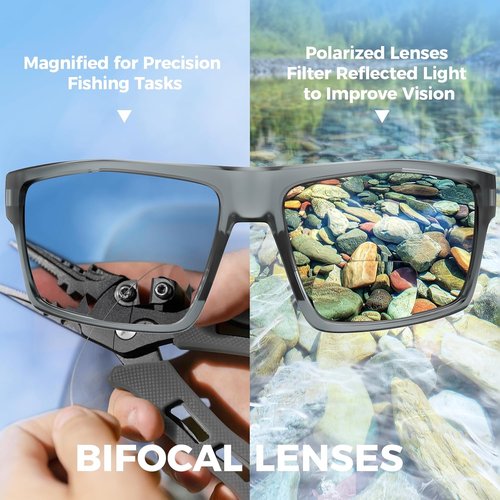 KastKing Waccamaw Polarized Bifocal Sunglasses - Sport Reader with x1.5, x2.0, x2.5 Magnifications