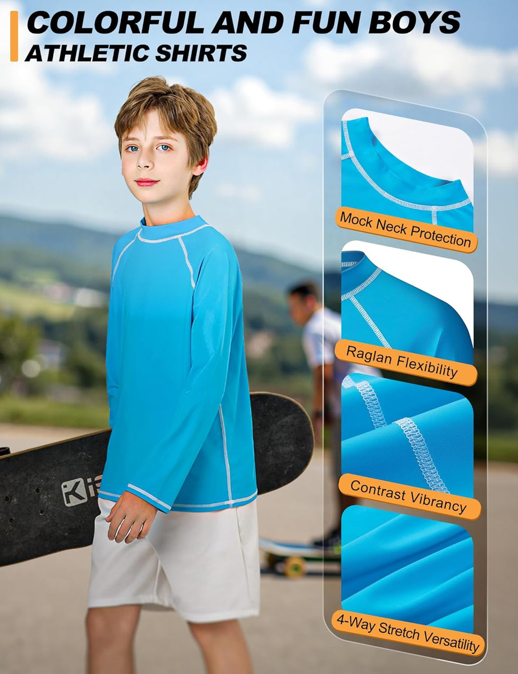 Skiennix Boys Rash Guard Swim Shirt - Long Sleeve UPF 50+ Sun Protection for Kids | Quick Dry, UV SPF
